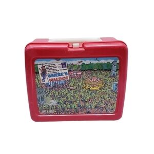 Vintage Thermos Red 1990 Where's Waldo Lunch Box made in the USA